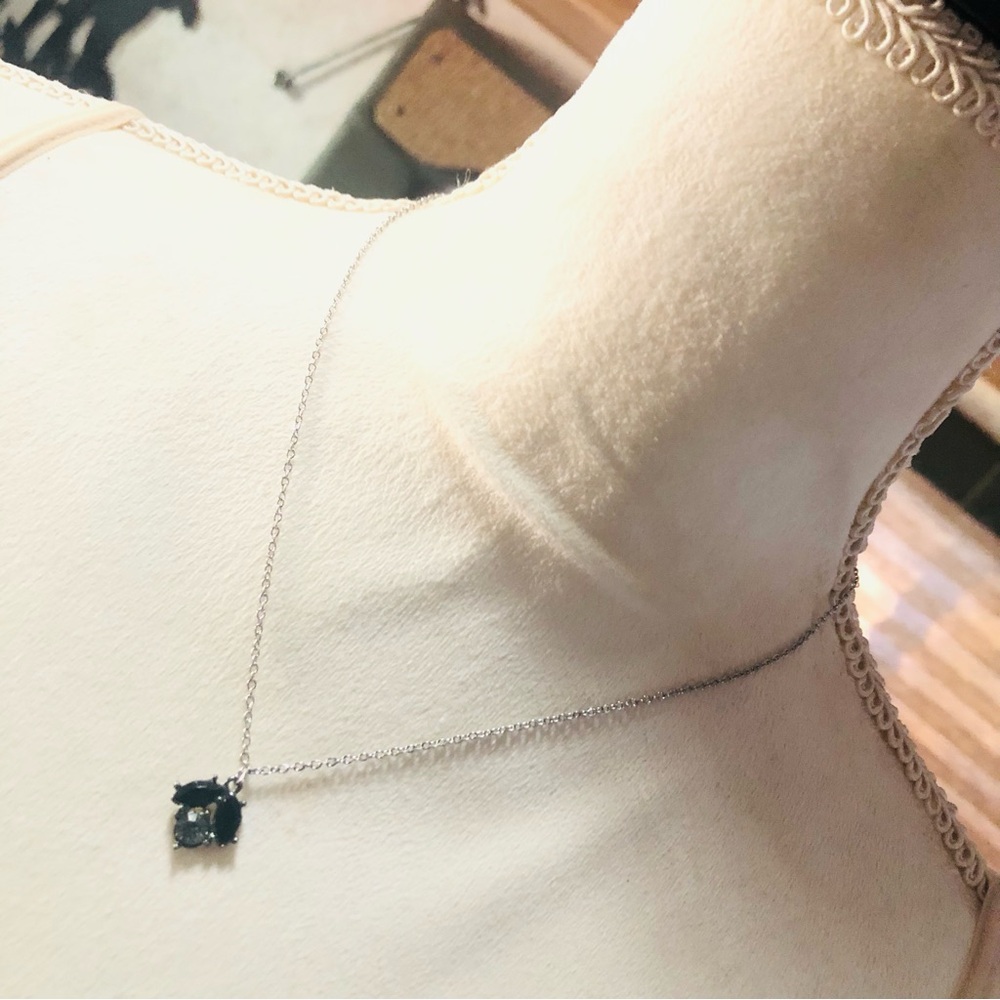 Handcrafted black and smoky stone pendant on chain necklace